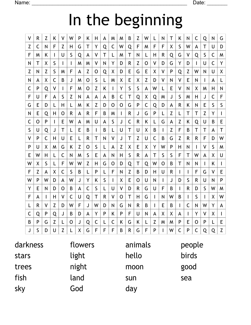 In the beginning Word Search