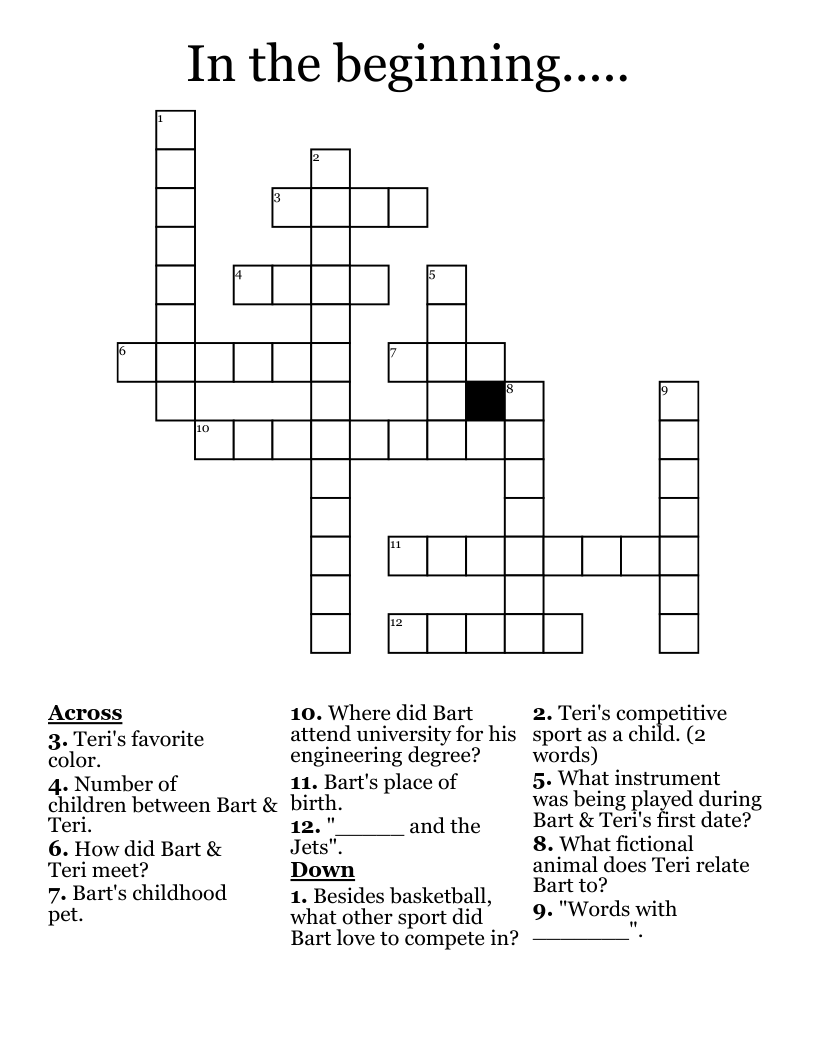 In the beginning..... Crossword