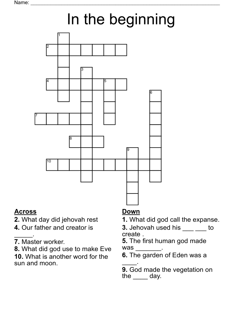 In the beginning  Crossword