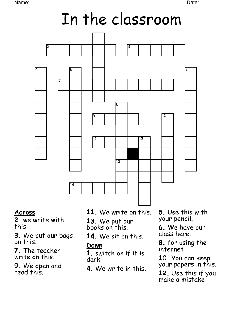 In the classroom Crossword