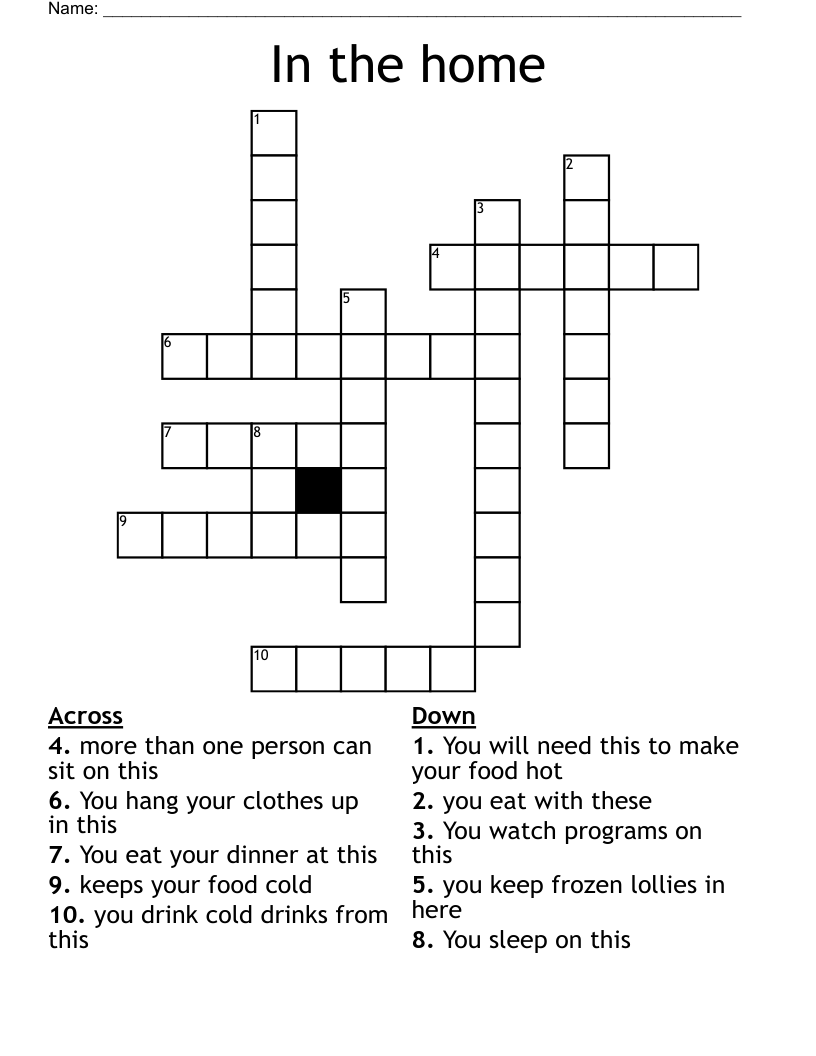 In the home Crossword