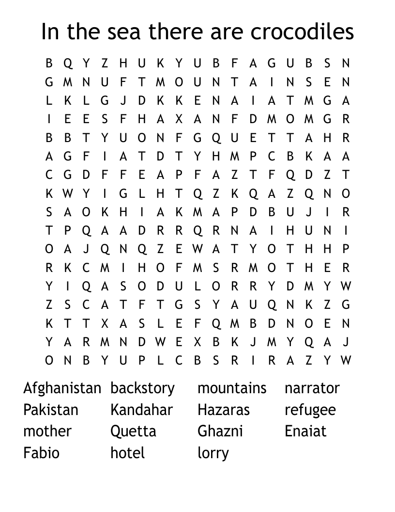 In the sea there are crocodiles Word Search