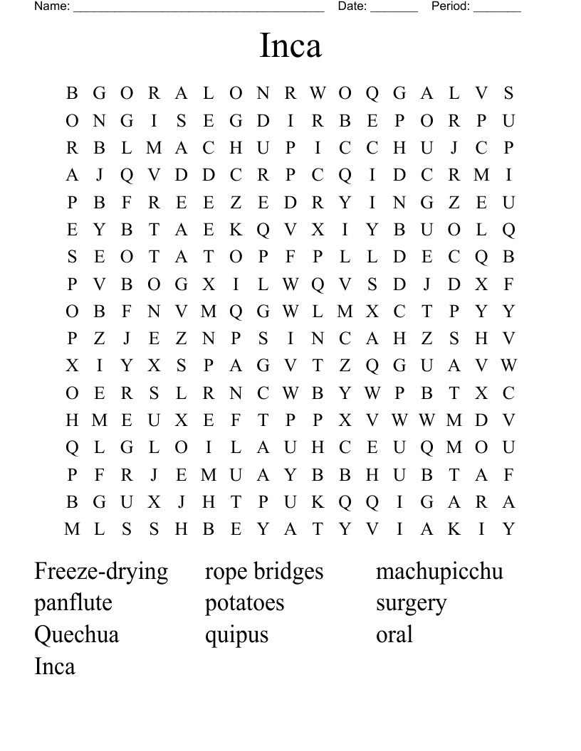 Inca Word Search
