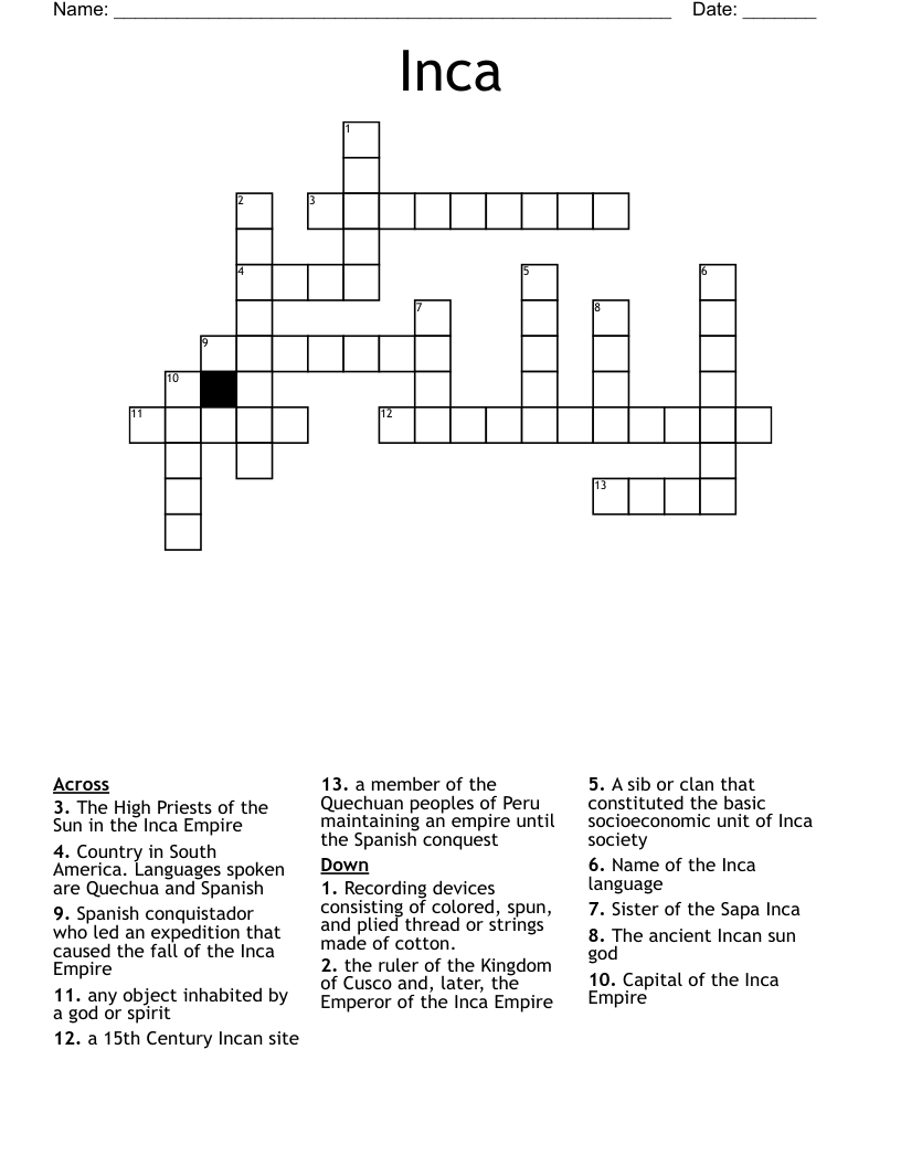 Inca Crossword