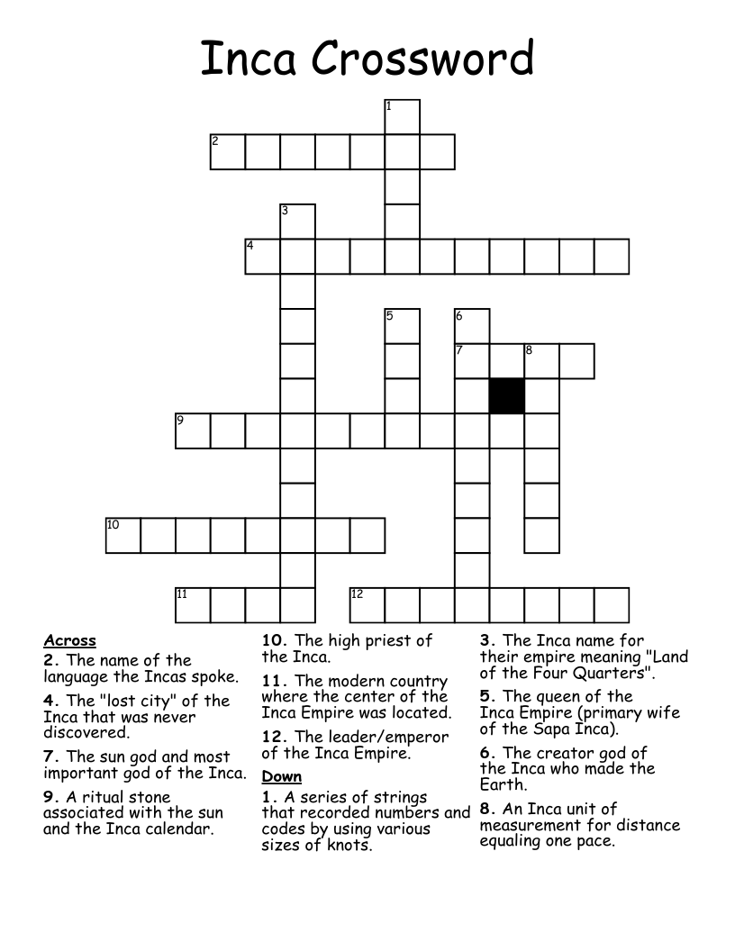 Inca Crossword
