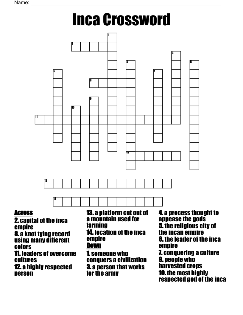 Inca Crossword