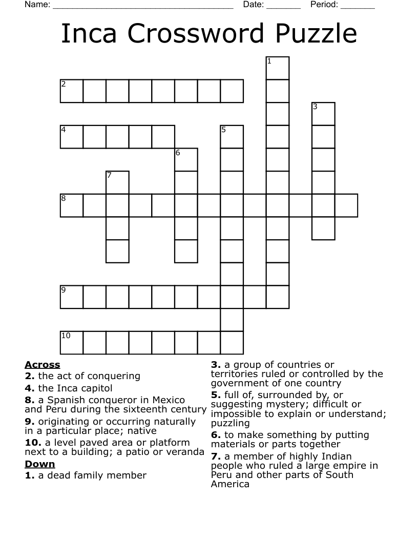 Inca Crossword Puzzle