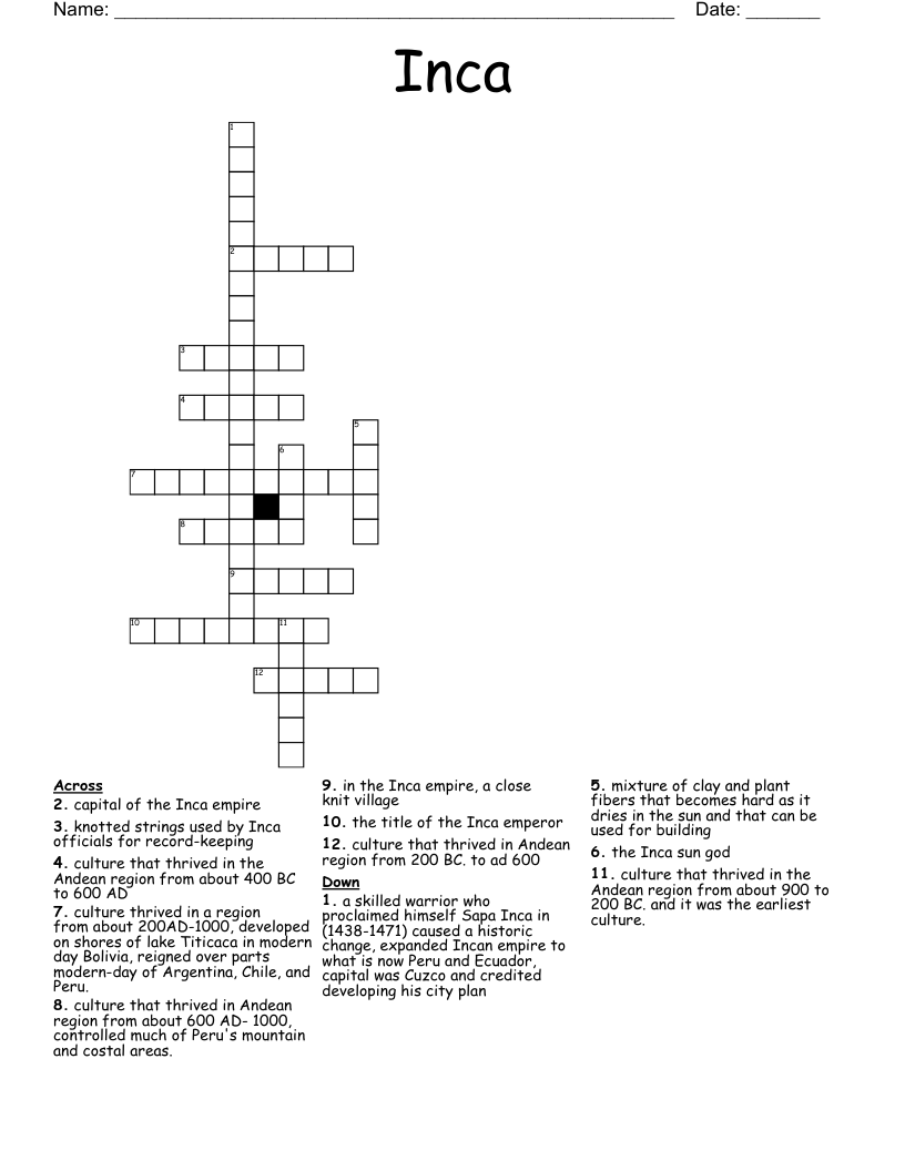 Inca  Crossword