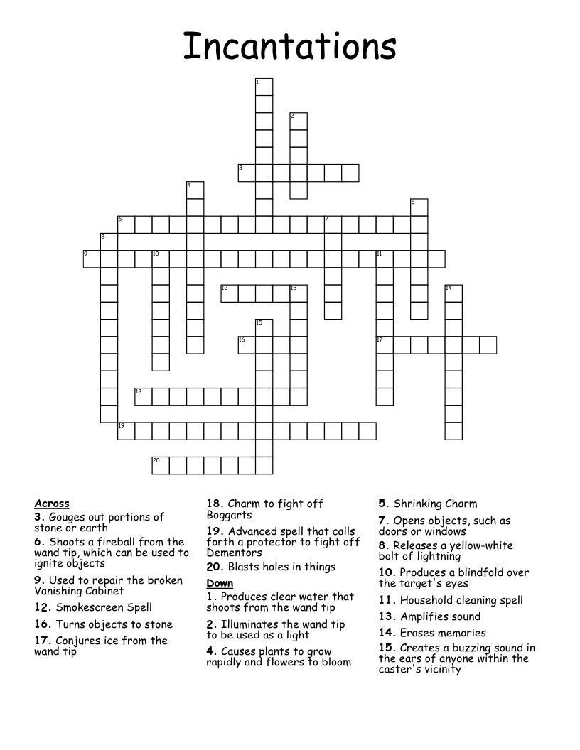 Incantations Crossword