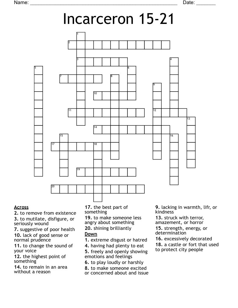 Incarceron 15-21 Crossword