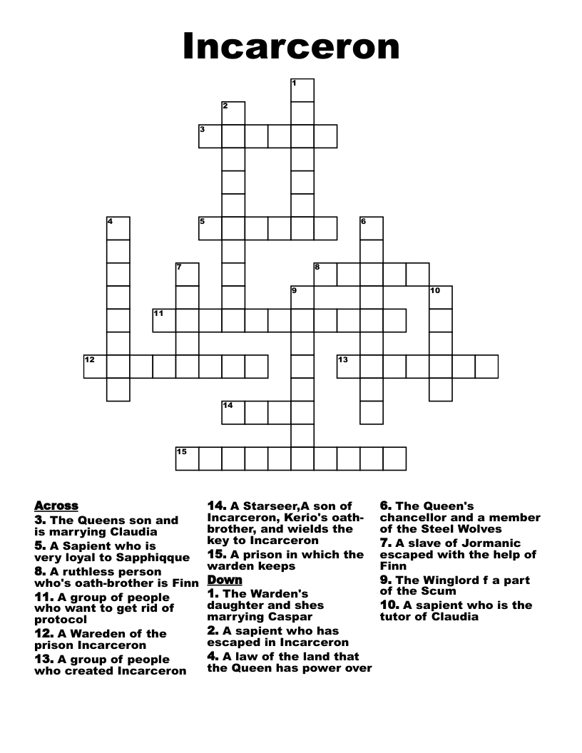 Incarceron Crossword