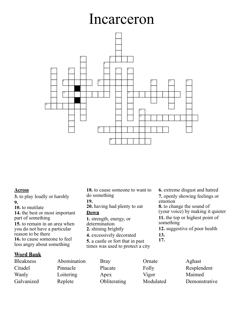 Incarceron Crossword