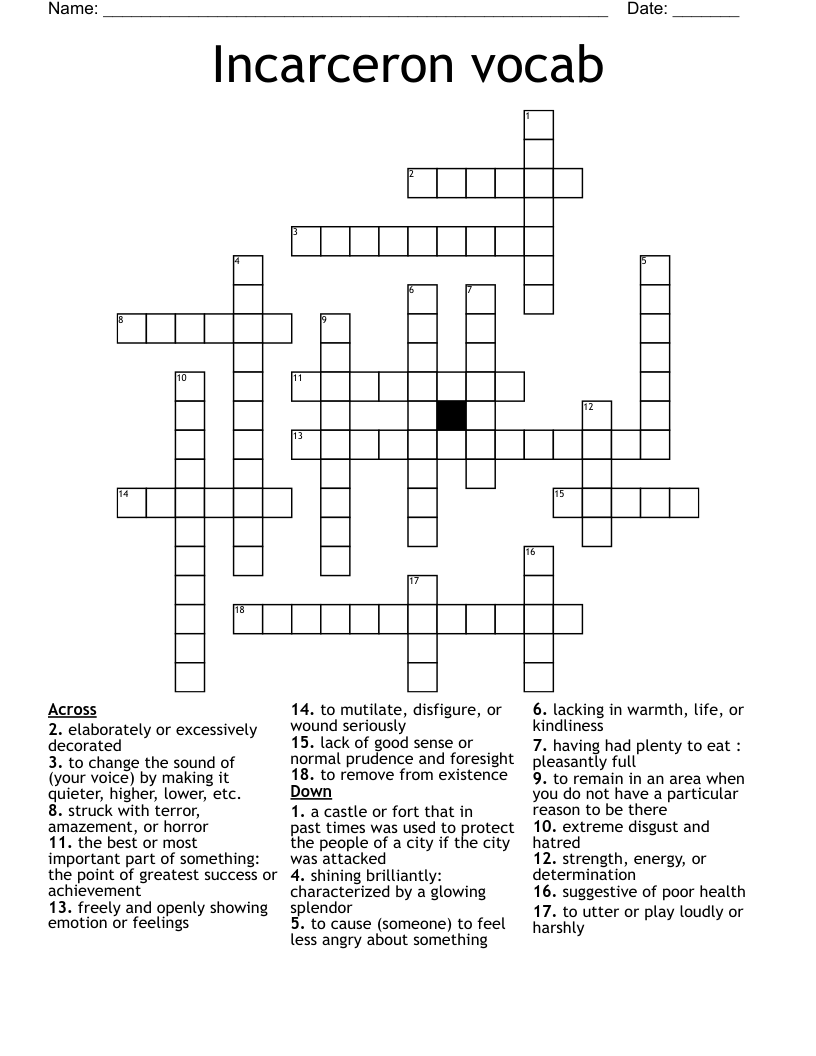 Incarceron vocab Crossword