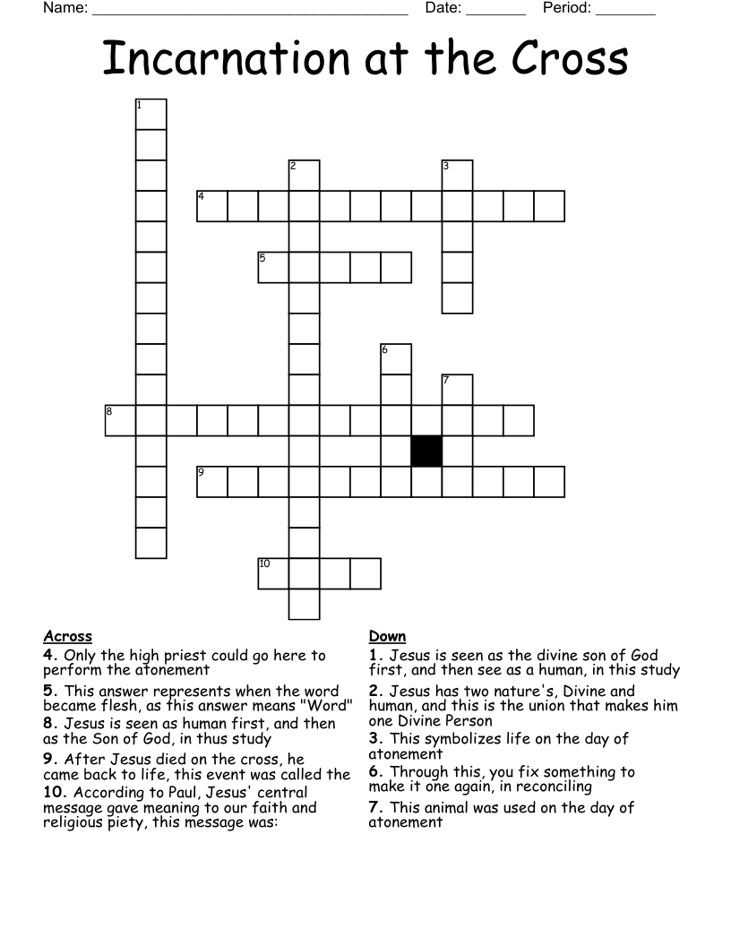 Incarnation at the Cross Crossword