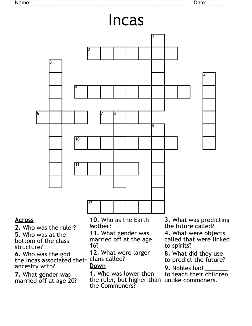 Incas Crossword