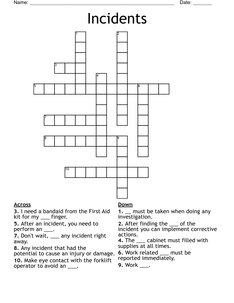 Incidents Crossword