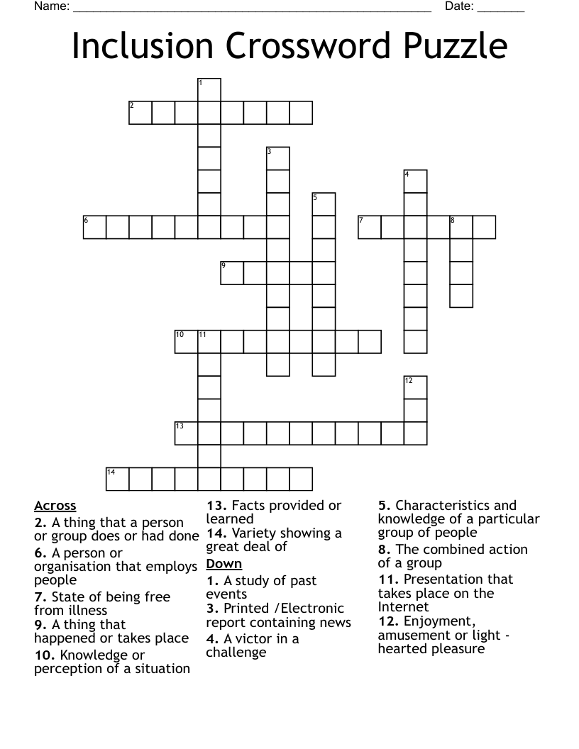 Inclusion Crossword Puzzle 