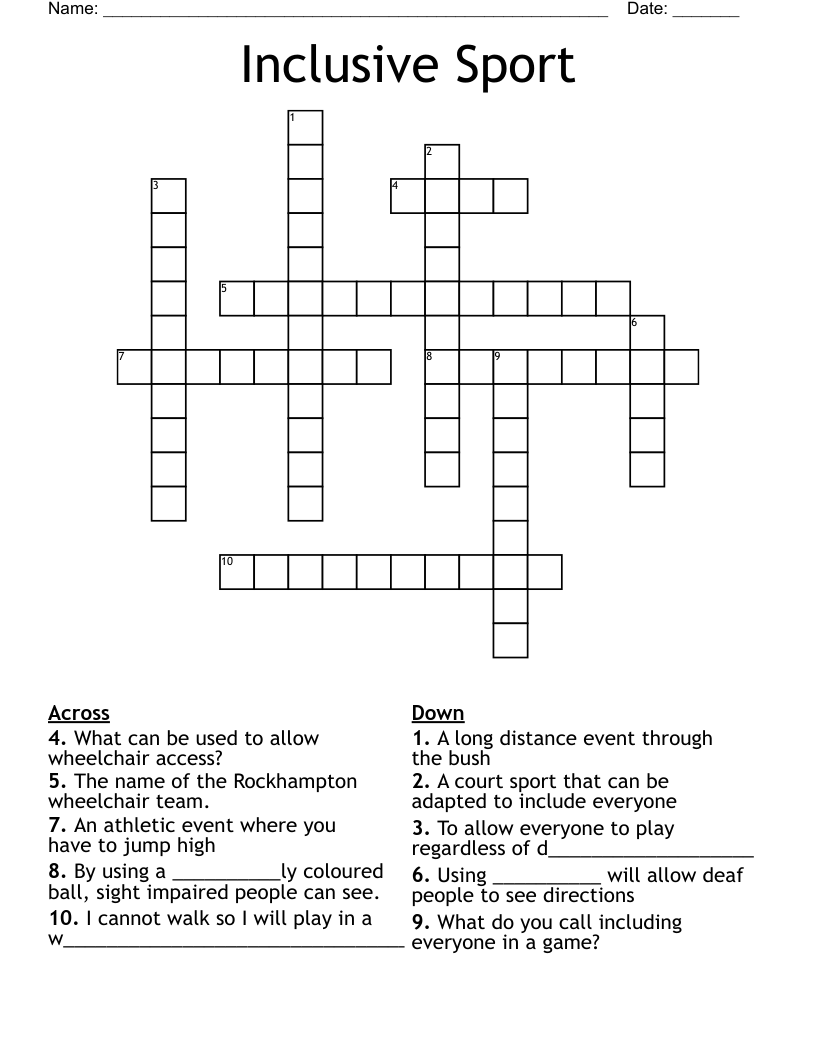Inclusive Sport Crossword