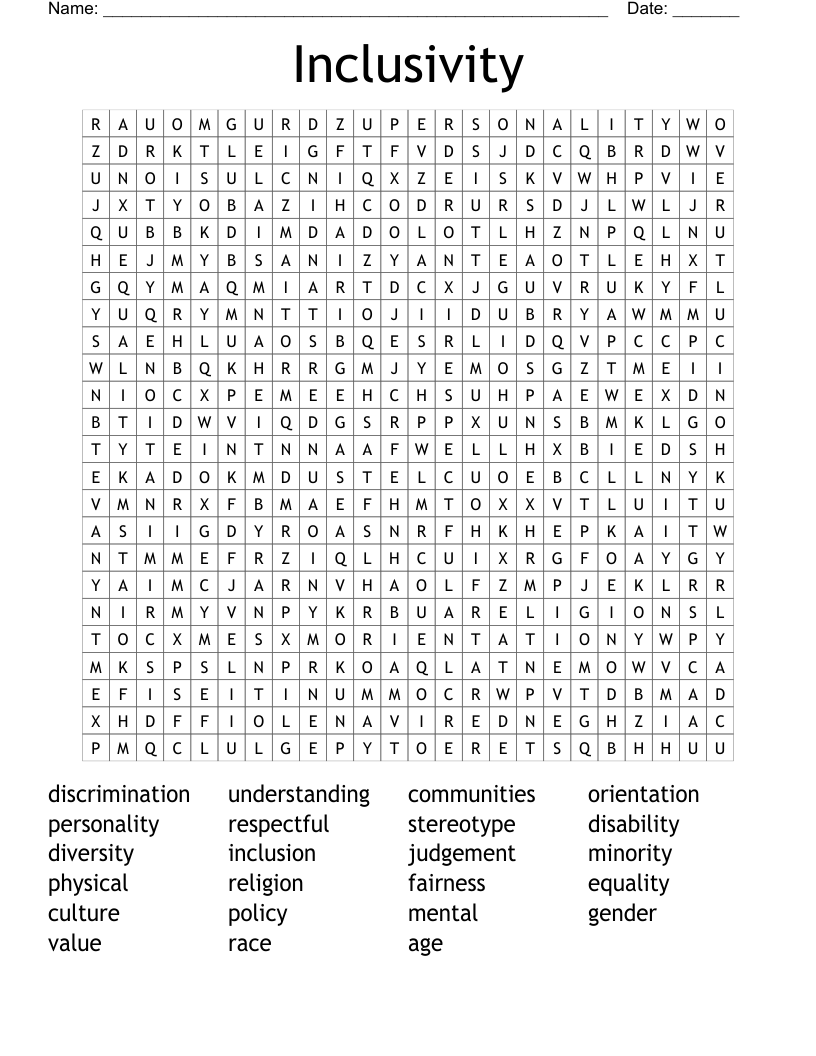 Inclusivity Word Search