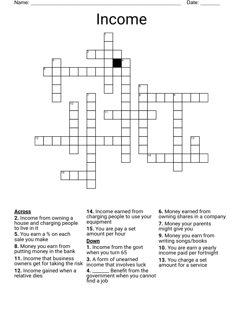Income Crossword