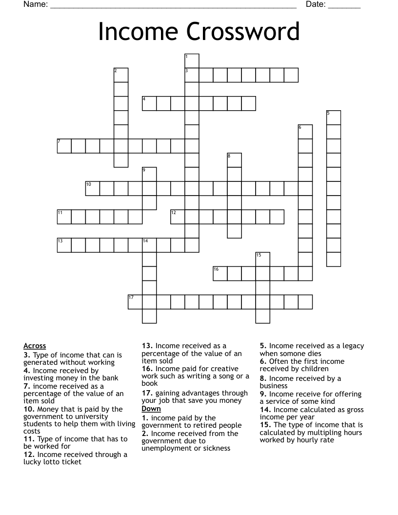 Income Crossword