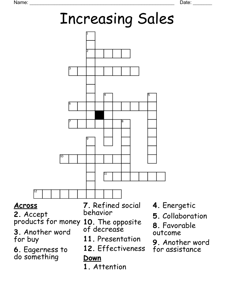 Increasing Sales Crossword