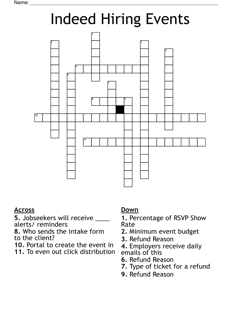 Indeed Hiring Events Crossword