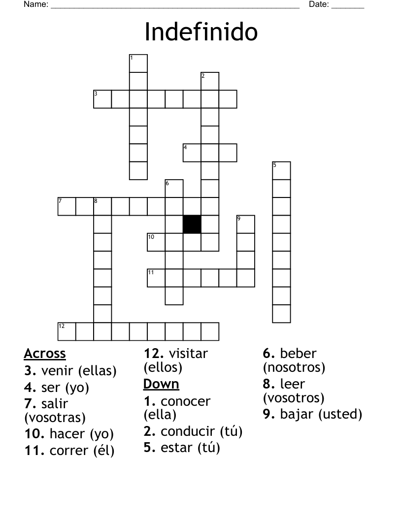 Indefinido Crossword