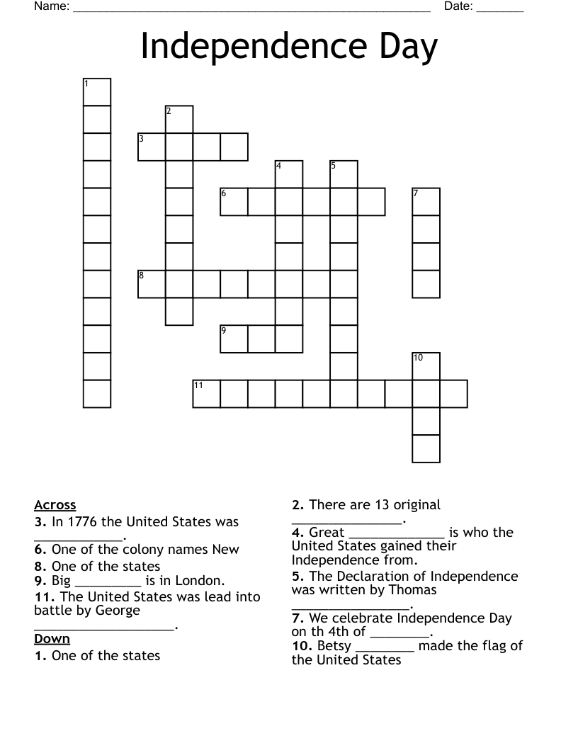 Independence Day Crossword