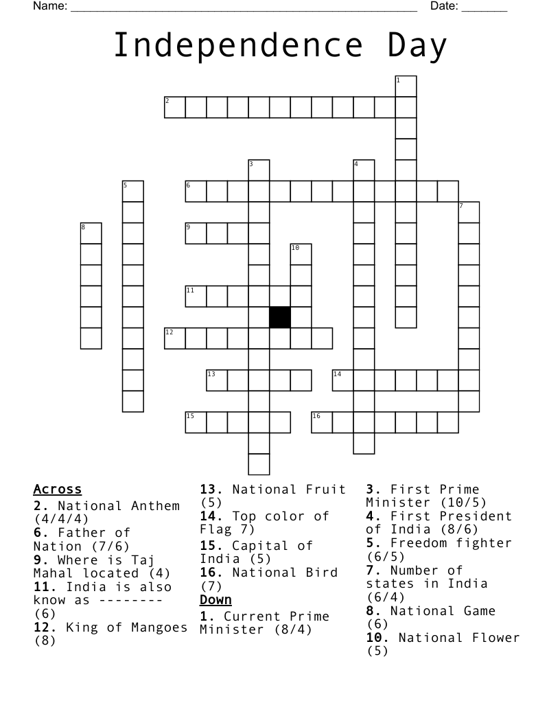 Independence Day Crossword
