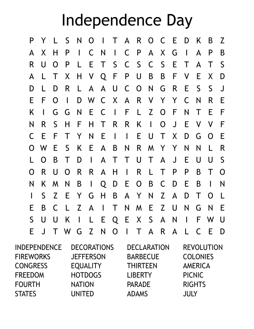 Independence Day Word Search