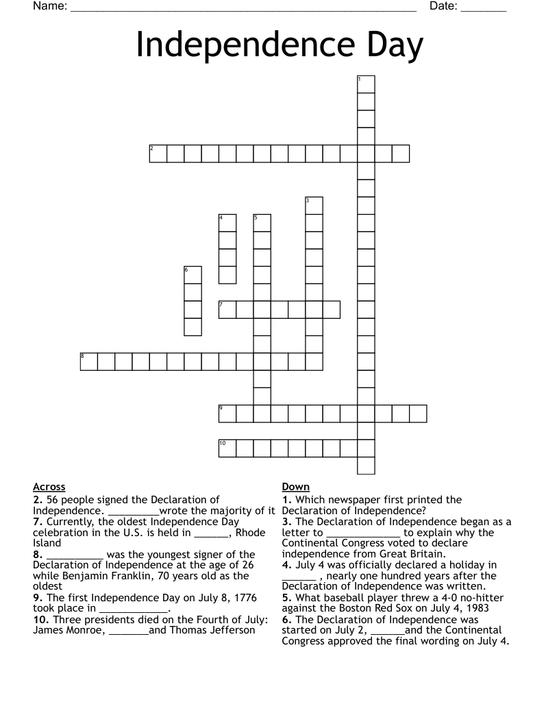 Independence Day Crossword