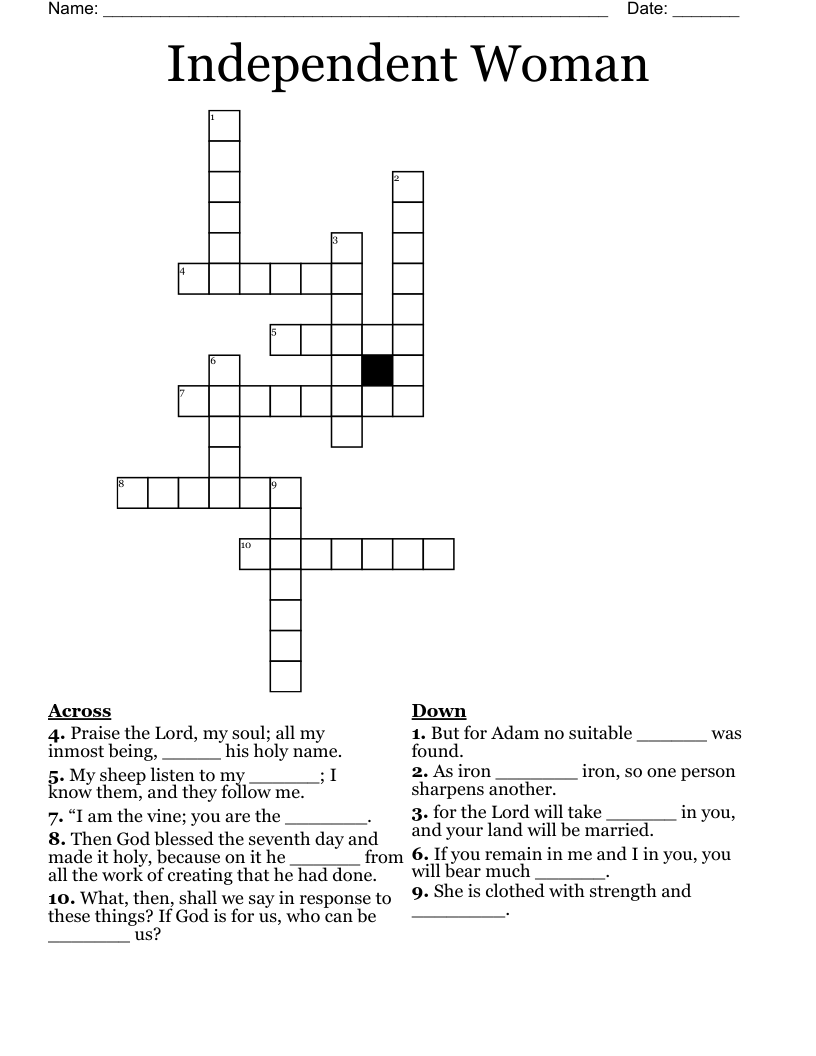 Independent Woman  Crossword