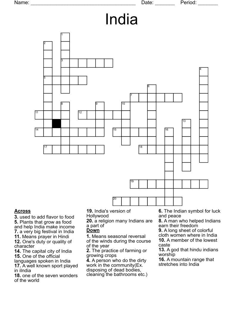 India Crossword