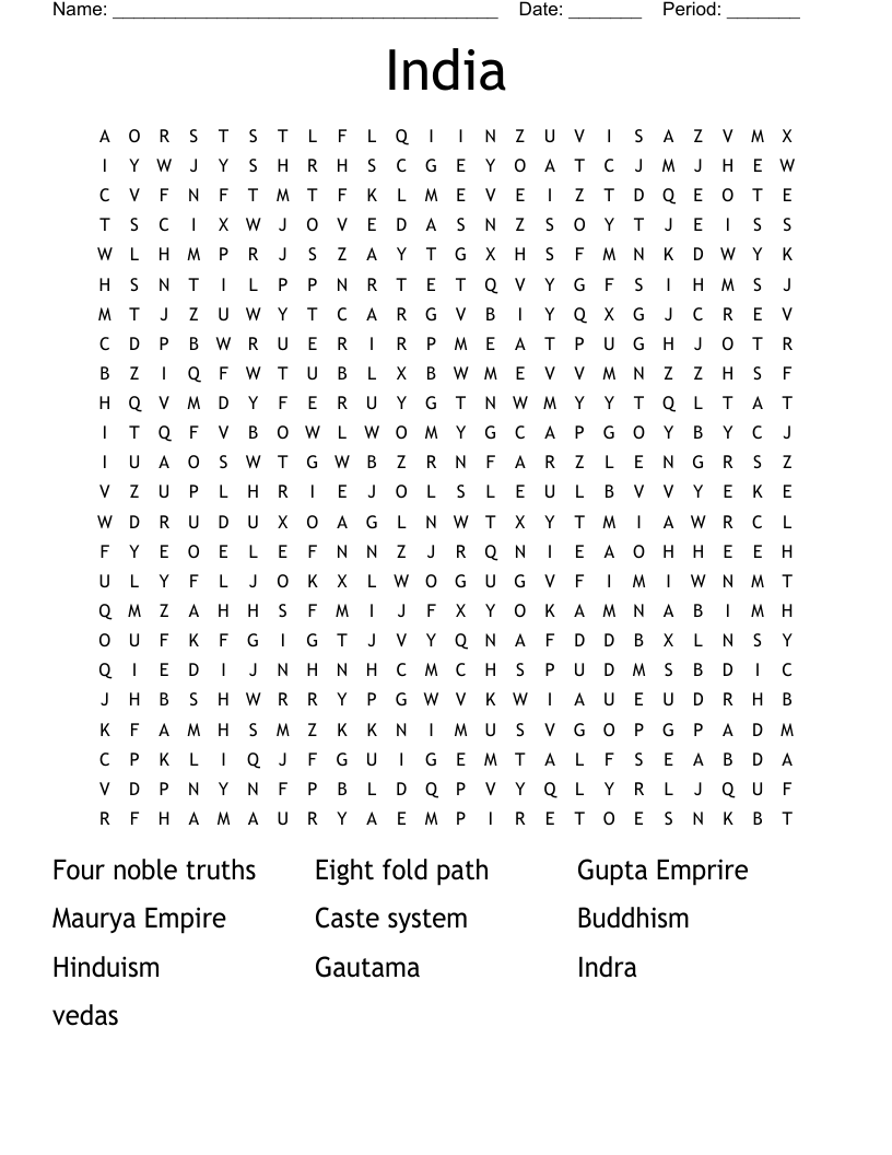 India Word Search