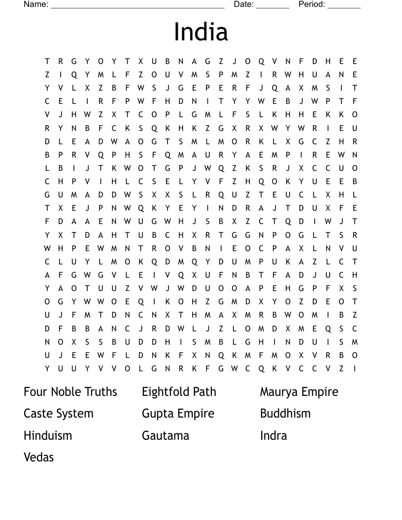 India Word Search