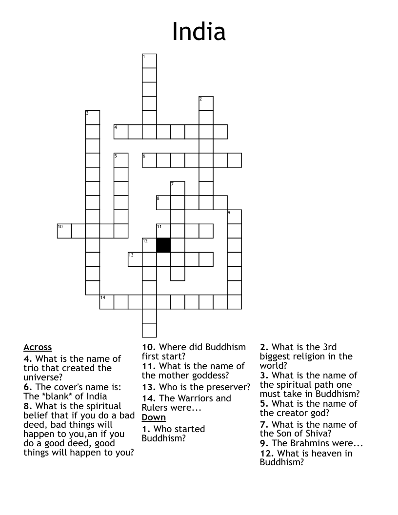 India Crossword