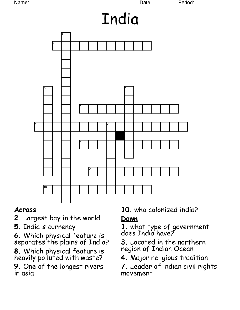 India Crossword