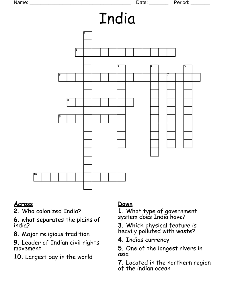 India Crossword