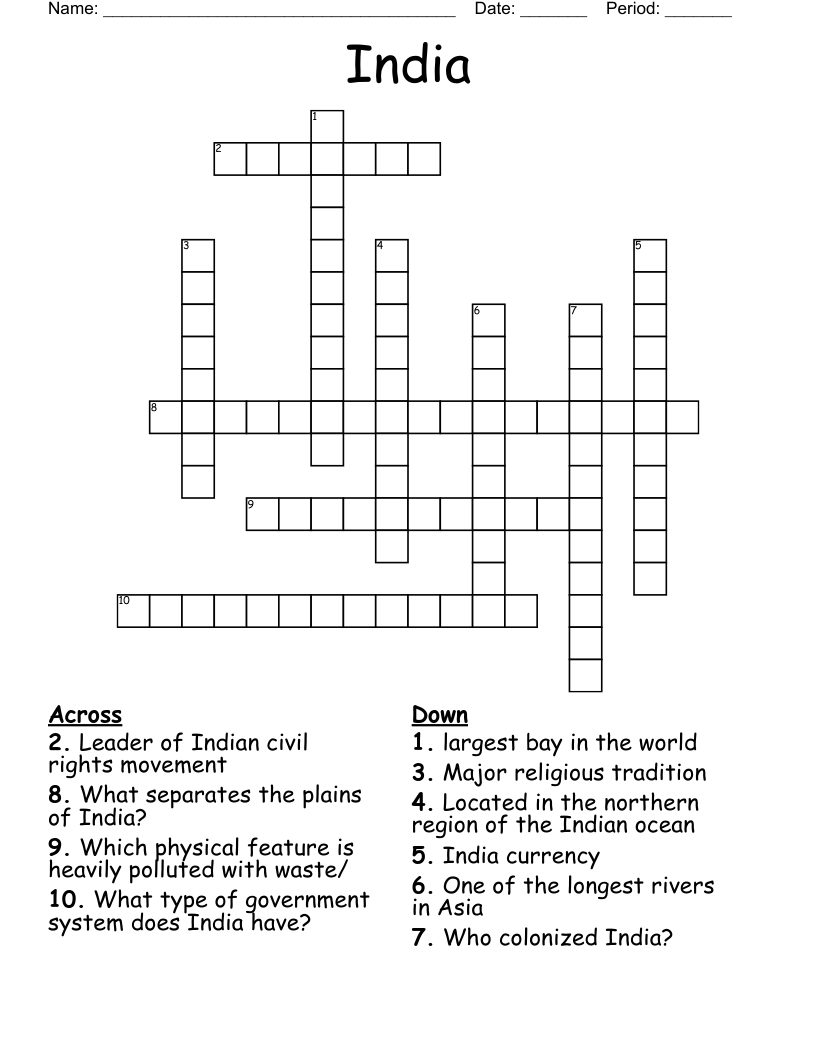 India Crossword