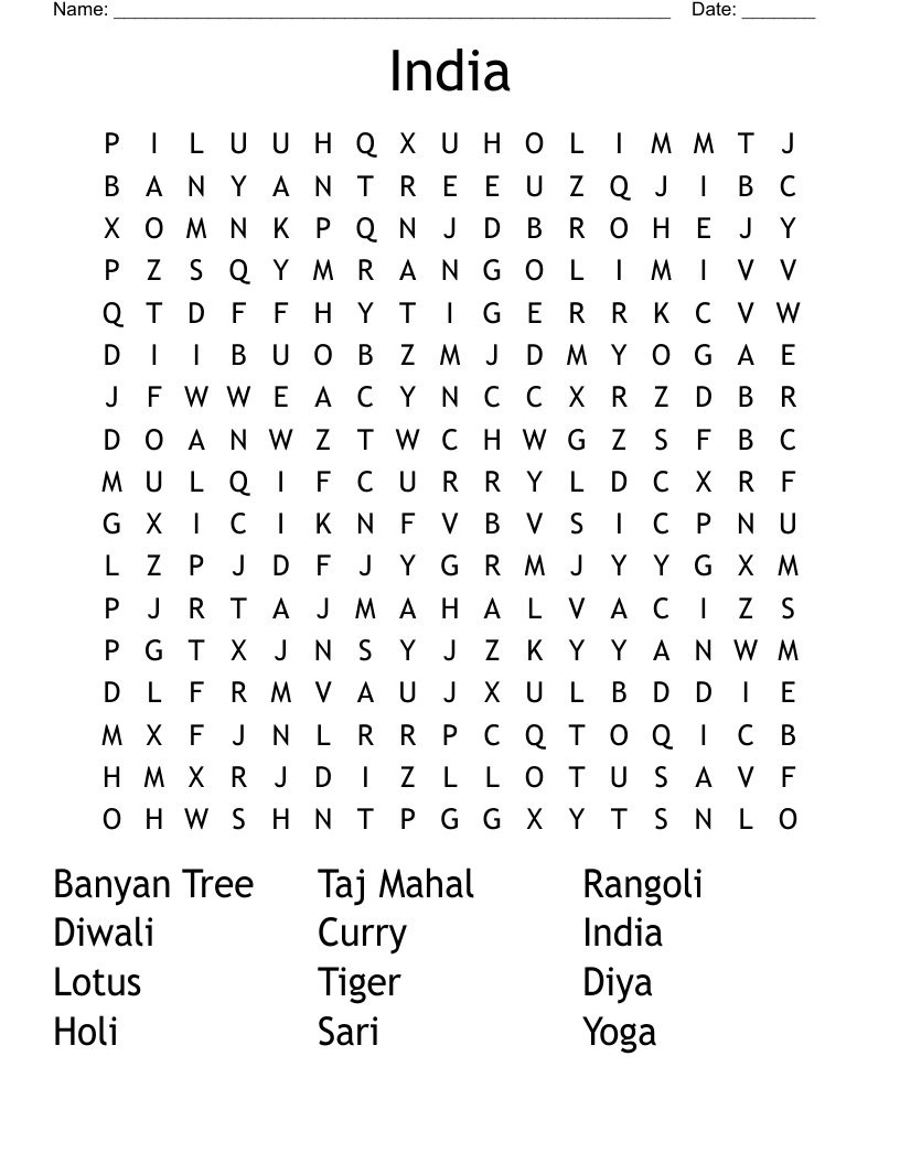 India Word Search