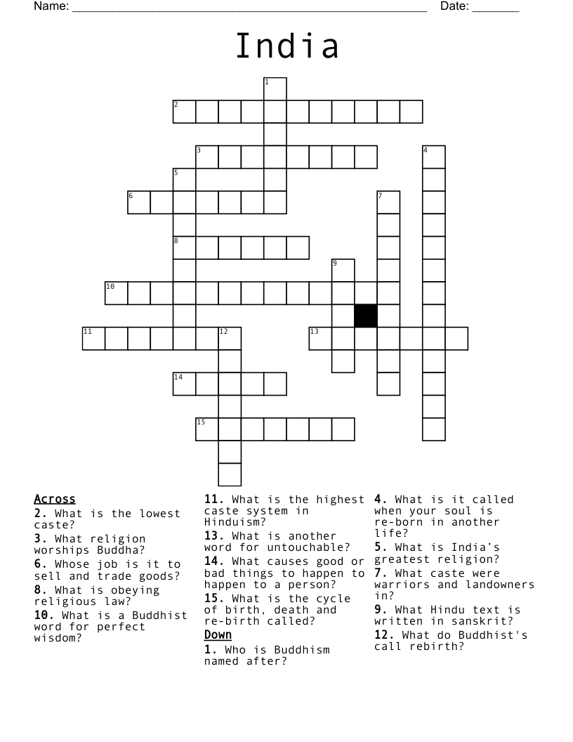 India Crossword