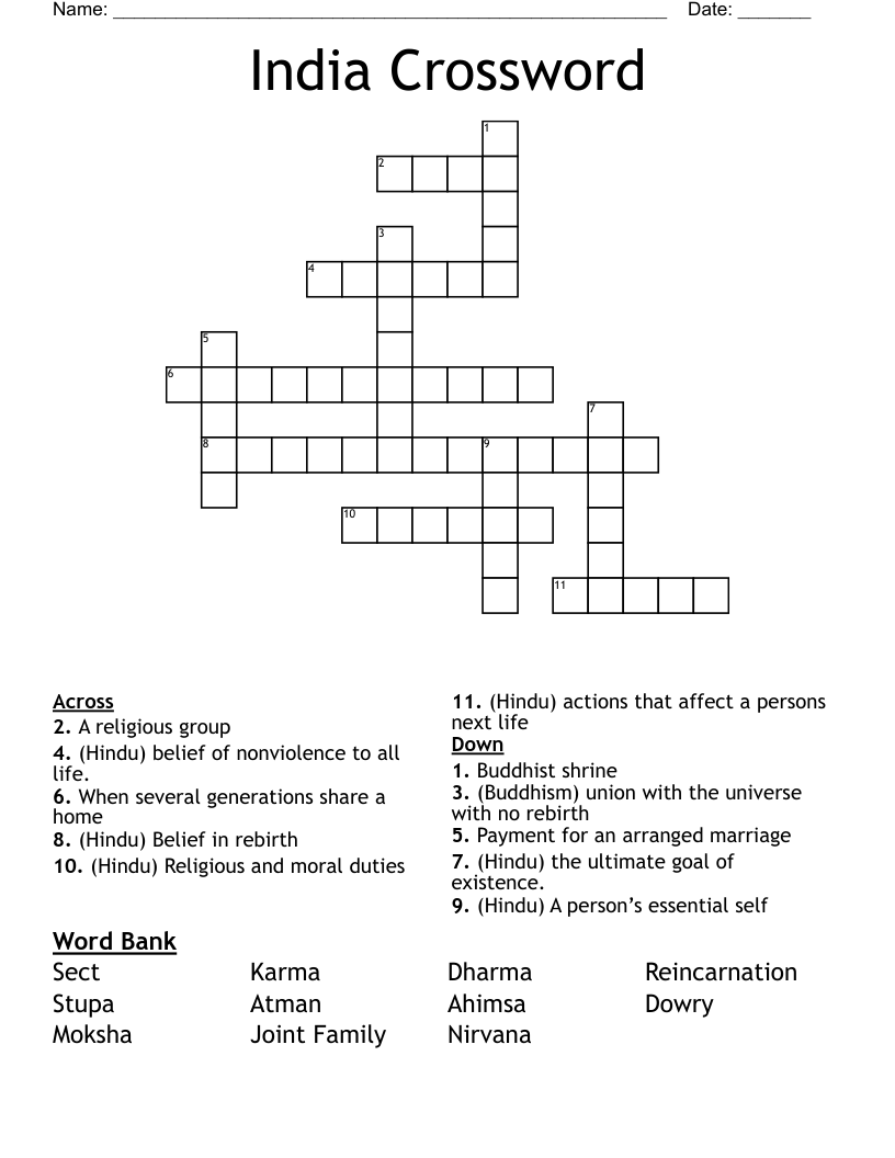 India Crossword