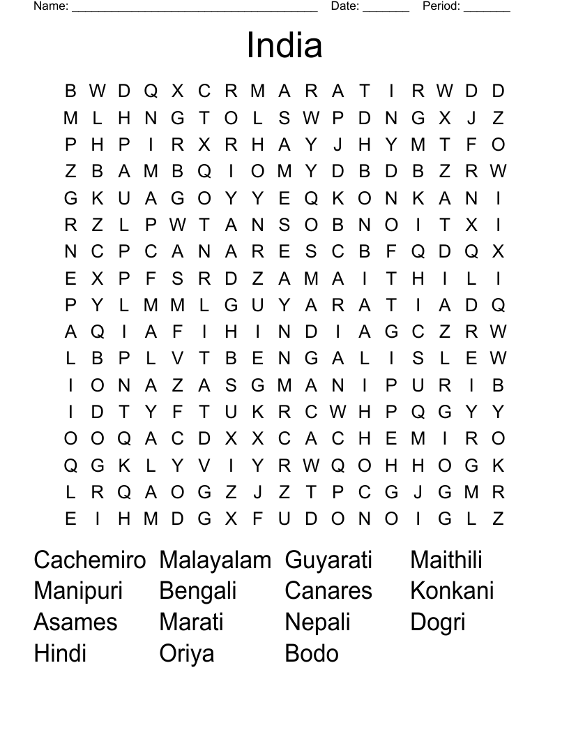 India  Word Search