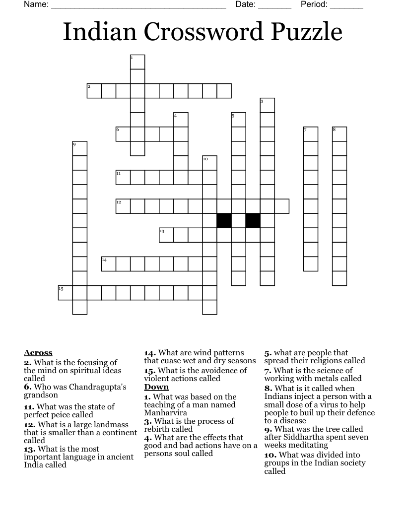 Indian Crossword Puzzle