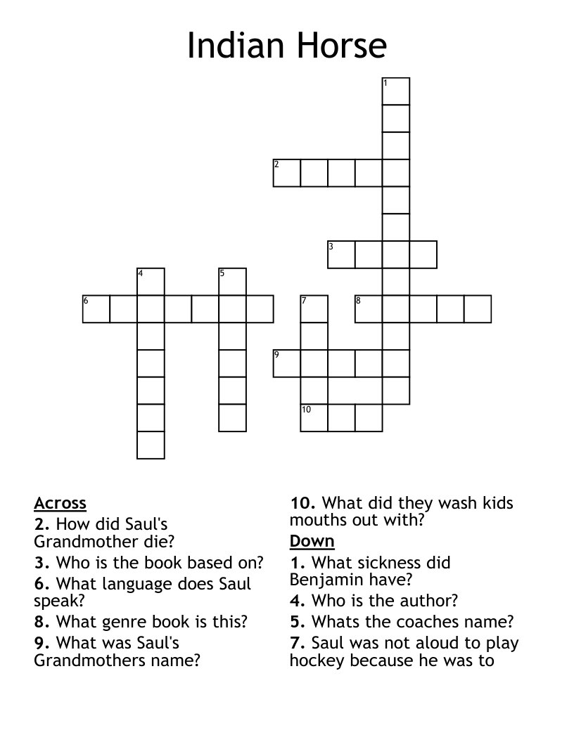 Indian Horse Crossword