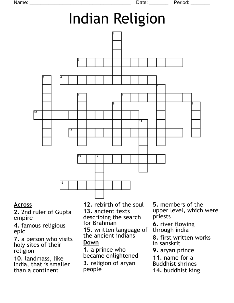 Indian Religion Crossword