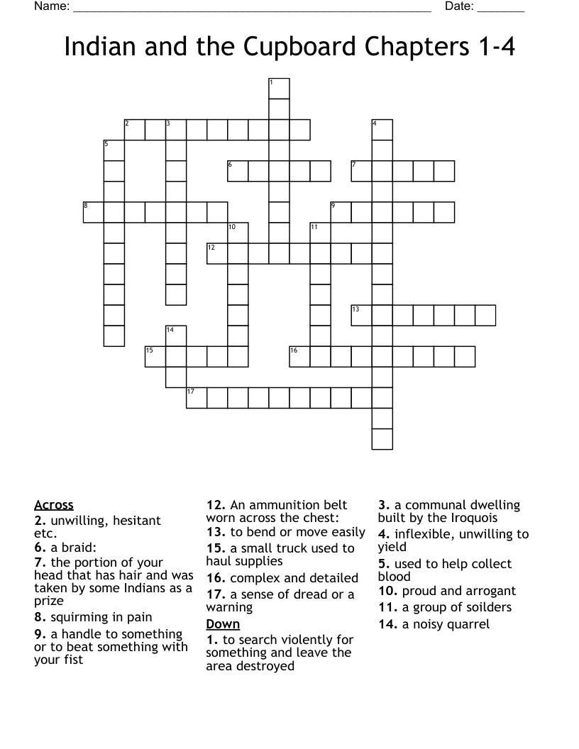 Indian and the Cupboard Chapters 1-4  Crossword