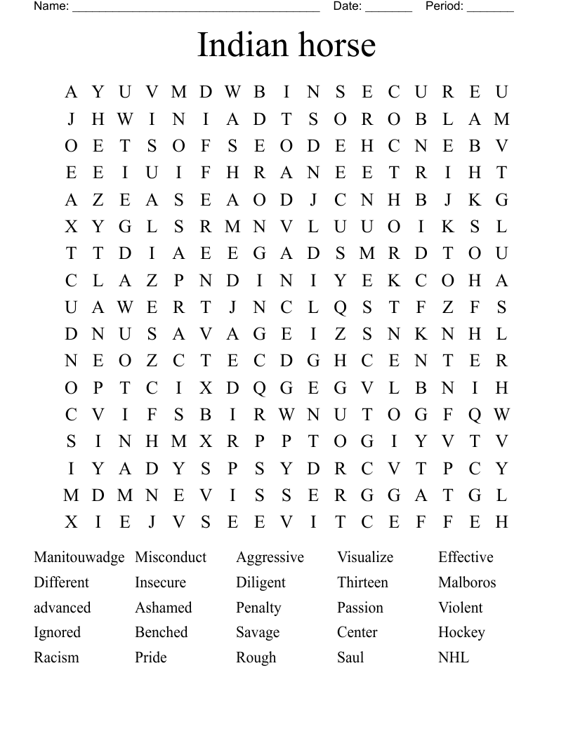 Indian horse Word Search
