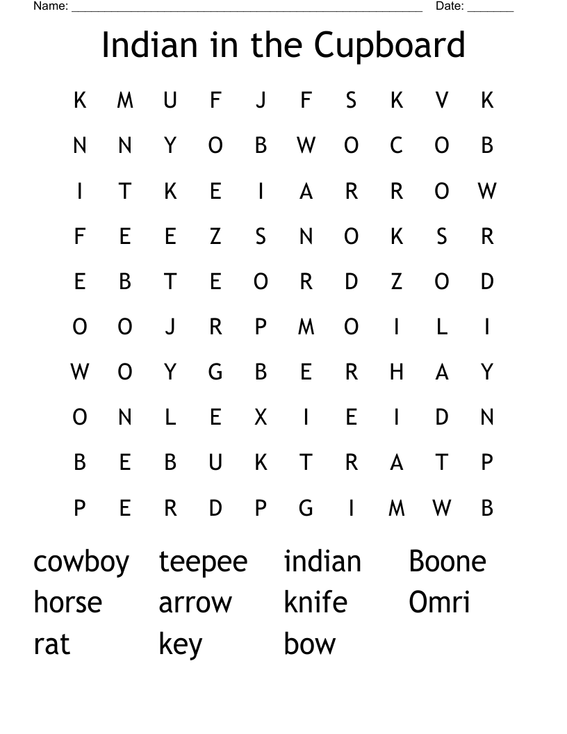 Indian in the Cupboard Word Search